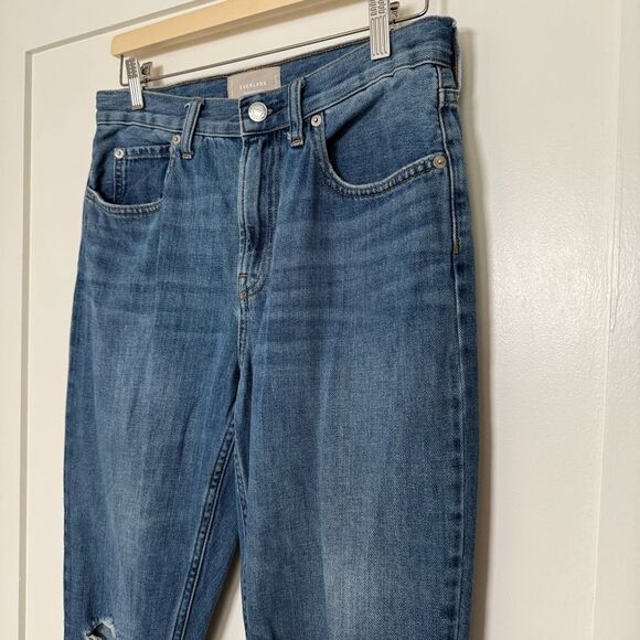Everlane The Summer Cropped Jeans Womens Sz 28 Regular Blue Distressed Denim - Picture 2 of 12